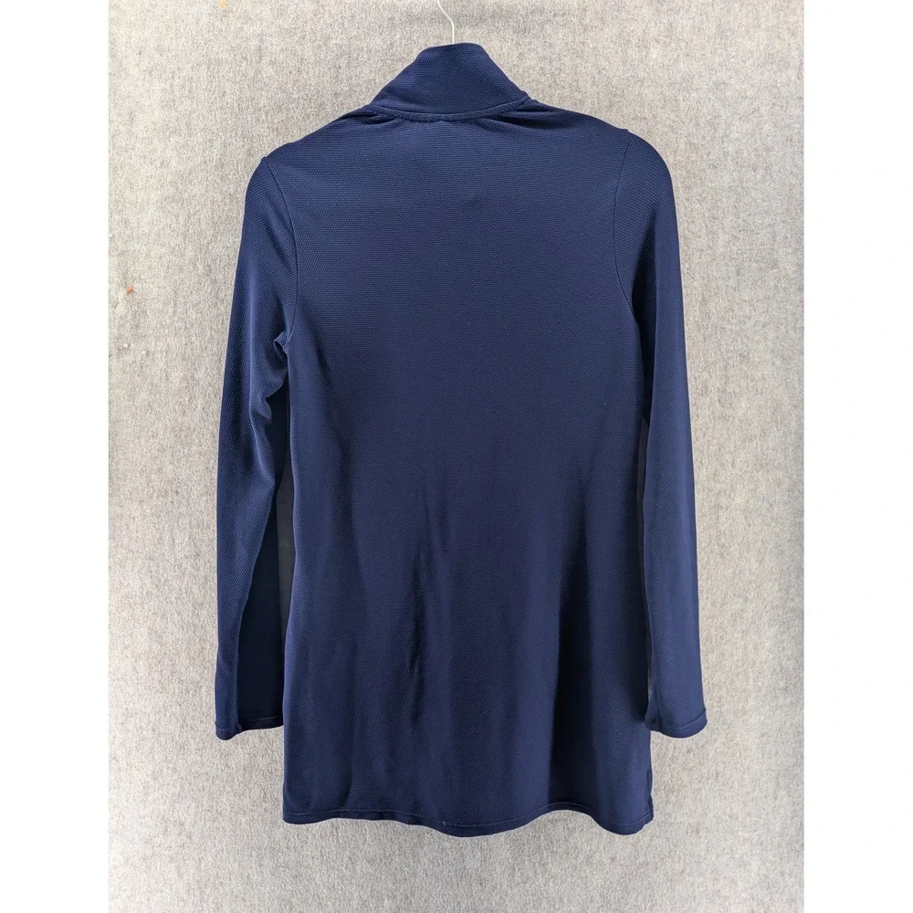 Tommy Bahama Navy Blue Textured Quarter Zip Long Sleeve Tunic Top XS